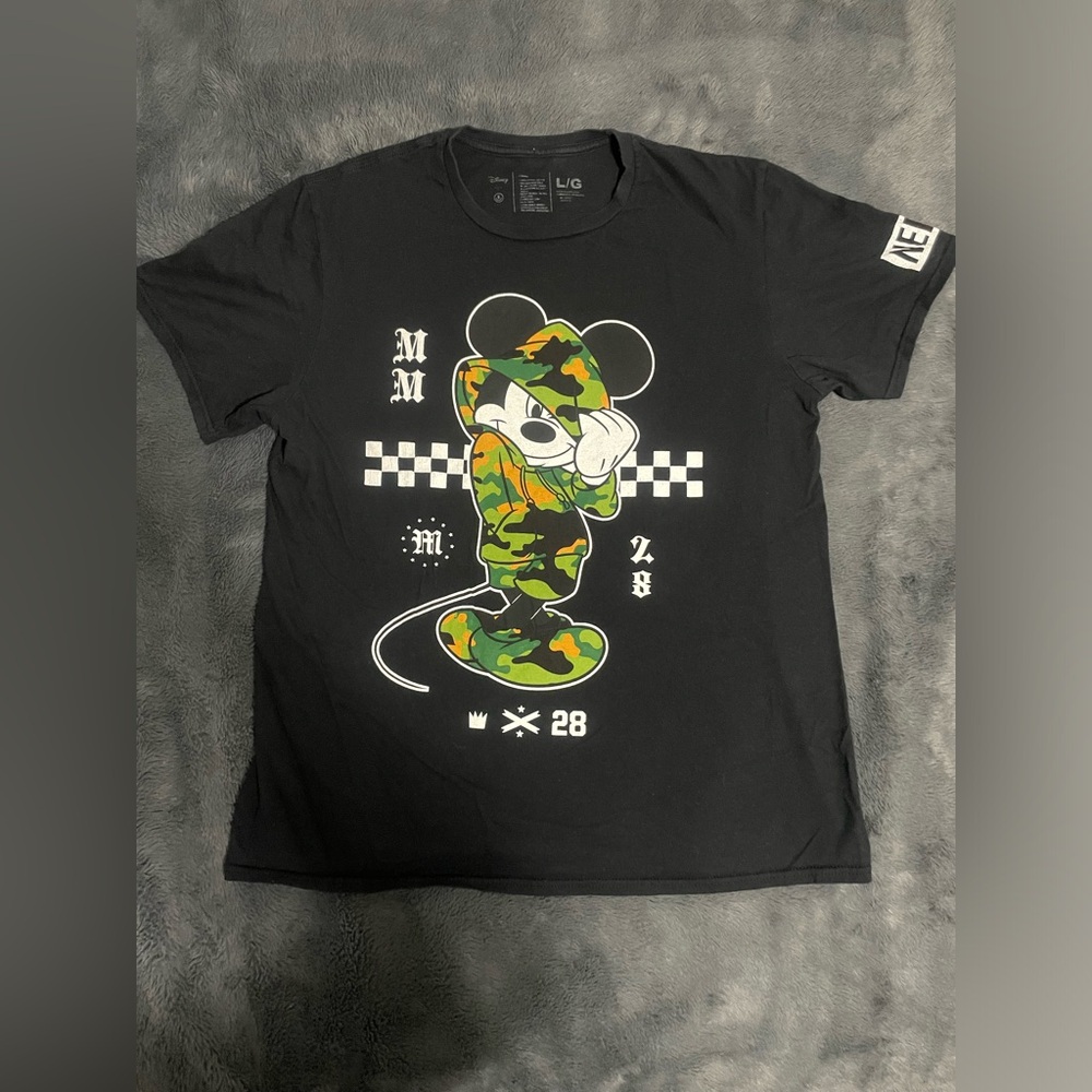 Mickey Mouse Camo Hypebeast Black Graphic T-Shirt